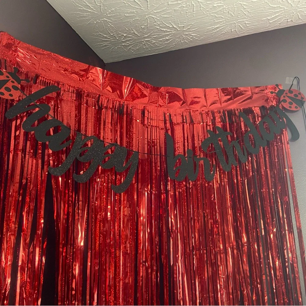 Glitter ladybug birthday decorations: happy birthday & ladybug flower banners